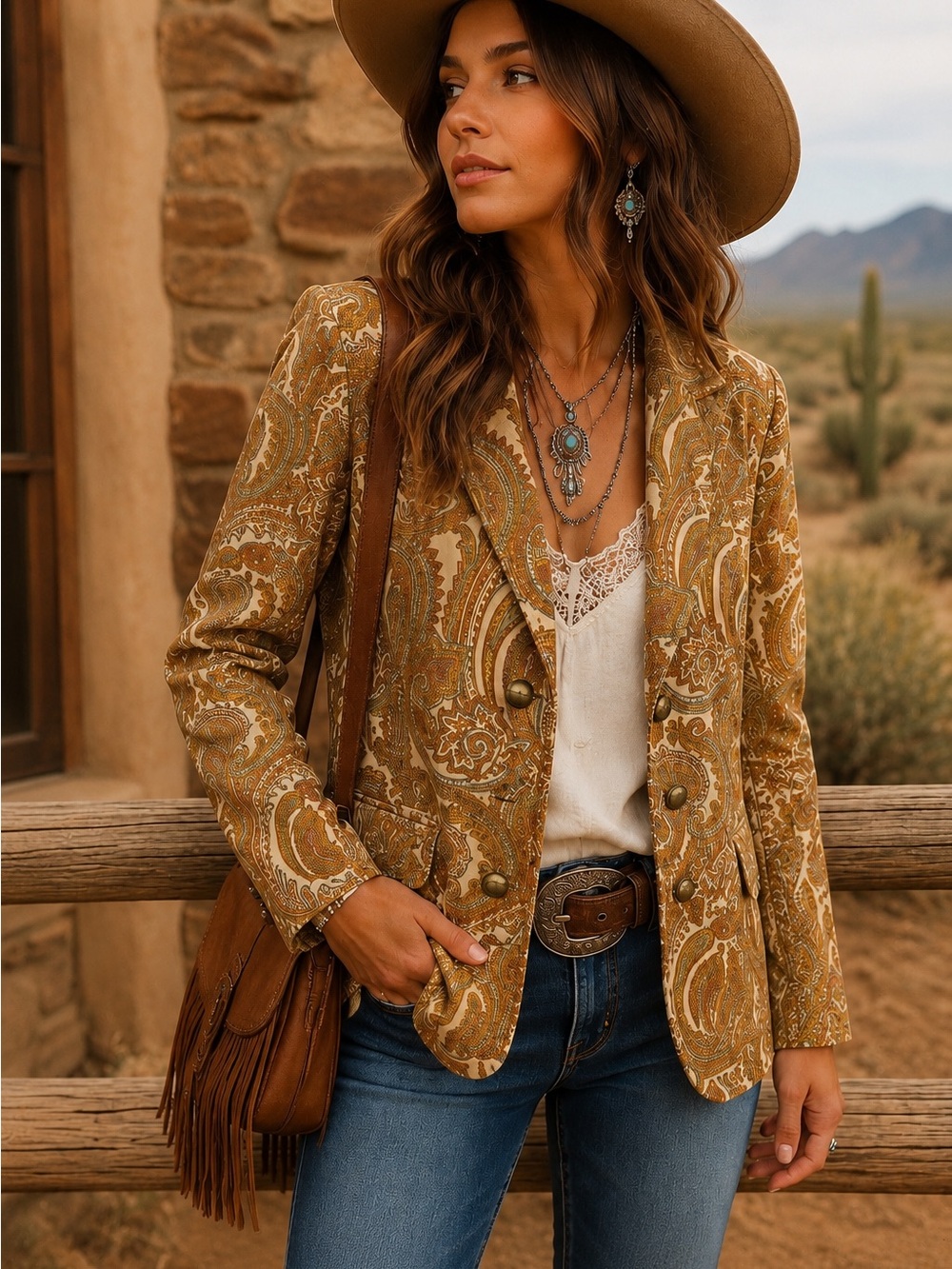 Vintage Fine Corduroy Paisley Blazer 🤎 Western Boho Equestrian Retro